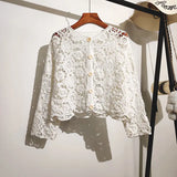 Yipinpay version of chic niche sweet hollow knit jacket cardigan women's autumn new embroidered lace long sleeved top trend