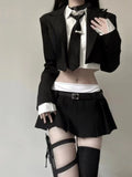 Yipinpay Vintage 3 Piece Set Skirt Woman Black Short Blazers + Casual Shirt + Slim Mini Skirt Party Korean Fashion Suit Female Chic