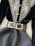 Yipinpay French Retro Dress Fashion High Quality Embroidery Velvet Long Sleeves Women Elegant Belt Design A Line Court Dress