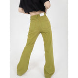 yipinpay Womens Jeans High Waist Green Korean Fashion Streetwear Straight Pants Baggy Casual Vintage Ladies Wide Leg Denim Trouser