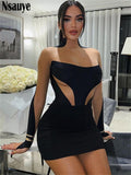 yipinpay Long Sleeve Sexy Mesh Patchwork Black Mini Bodycon Night Club Y2K Dress 2023 Winter Evening Fashion Party Women Dress