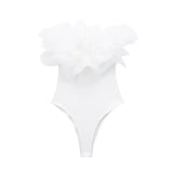 Yipinpay Ruffle Black Bodysuit For Woman Off Shoulder Sexy Lingerie Women Body Organza Sleeveless Bodysuit Y2k Women's Summer Tops