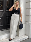 Yipinpay Patchwork High Waist Slim Long Skirt Female Solid High Street Elegant Fashion Seamless Vintage White Women's Maxi Skirt