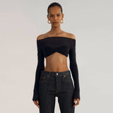 Yipinpay Shoulder See Through Mesh Women's T-shirt Spring 2023 Y2k Tops Long Sleeve Crop Tees Streetwear Sexy Ruched T Shirts White