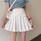 Yipinpay Pleated Skirt Women Kawaii Black Patchwork High Waisted Mini Skirts for Girls Summer Korean Fashion Preppy Style Elegant