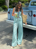 Yipinpay Stripe Print Long Pants Sets For Women 2024 Summer Chic Lace Up Vest Wide Leg Pants 2 Pieces Sets Lady Beach Street Suit