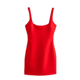 Yipinpay Sexy Women Round Neck Sleeveless Slim Short Dress Summer Female Red Bodycon Mini Vestidos