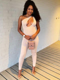 Yipinpay Summer One Shoulder Rompers Womens Jumpsuit Y2K Hollow Out Sexy Backless Jumpsuits Femme Active Wear Fitness Overalls