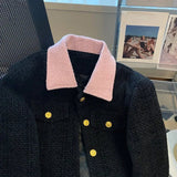 Yipinpay Coats Vintage Short Blazers Black Tweed Cardigan Jaqueta Feminina Autumn Jacket Fashion Chic Chaquetas Long Sleeve Suits