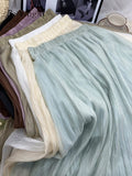 yipinpay Irregular Fairy Skirt Women Korean Fashion 2023 Summer Pleated High Waist Skirts Girls Elegant White A-line Faldas