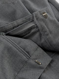 Yipinpay Gray Office Two Pieces Pants Suits Blazers Vest And Wide Leg Pants Women Sets Business Casual Ladies Outfits 2023
