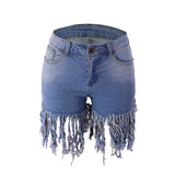 Yipinpay Summer New Women Long Tassel Denim Shorts Fashion High Stretch Skinny Jeans Shorts Street Hipster Clothing S-2XL