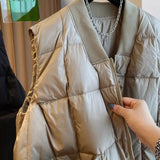 Yipinpay New Cotton Padded Zip Warm Jacket Winter Puffer Vest Pocket Women's Quilted Vest Stand Collar Overcoat Top Black Parkas