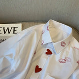 Yipinpay Blusas Mujer White Shirt Women Lip Print Casual Tops Camisa Spring Blouse Chic Love Button Shirts