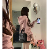 yipinpay Sweatshirt Women Hooded Letter Print Fashion Hip Hop Oversized Leisure Vintage Lazy Wind Winter Long Sleeves Tops Pullover