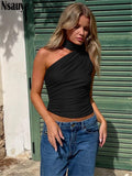 yipinpay Backless Sexy Off Shoulder Halter Tank Tops Women Vintage Sleeveless Crop Top Y2K Clothes Club Female Casual Summer 2023