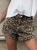 Yipinpay Leopard Print Pockets Shorts For Women Y2K High Waist Zipper Short Pants 2024 Spring Summer High Street Lady Chic Shorts