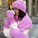 Yipinpay Women Knit Hat Scarf Gloves Sets Soft Warm Winter Solid Color Fashion Accessories for Cold Weather