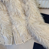 Yipinpay Autumn Winter Cardigan Mujer Mink Cashmere Sweaters Knitwear Top Hooded Sweater Clothes Knit Tassels Cardigans Zip Coat