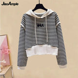 Yipinpay Women's Tracksuit 2024 Fall/Winter New Striped Embroidered Sweater + Cotton Pants Two-piece Korean Casual Hoodies Trousers Suit