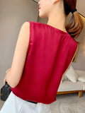 Yipinpay Summer Plus Size Women's Blouse Sleeveless Suspenders V-neck Loose Casual Fashion Vest Women Satin Silk Top Bottoming Shirt