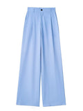 Yipinpay New Women Fashion Front Pleat Casual Straight Pants Office Ladies High Waist Pockets Full Length Trousers Mujer