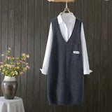 Yipinpay style knitted vest women autumn and winter Korean versatile casual camisole medium length sleeveless sweater vest female