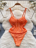 Yipinpay Strap Corset Lace Sensual Bodysuits 2024 Ladies Slim Sheer Bodycon Sexy Camisole Korean Backless Lingerie Playsuits