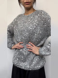 Yipinpay Sparkle Knit Tops Women Sequined Sweaters Long Sleeve O-neck Wram Jumper Tops Office Ladies Casual Loose Commute Pullover