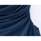 Yipinpay Cut Out Corset Woman Off Shoulder Long Dresses For Women 2023 Ruched Blue Bodycon Dress Women Sexy Evening Party Dresses