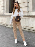 Yipinpay Women's Pants High Waist Pants For Women 2023 Spring Streetwear Pink Green Pants Multicolor Office Wear Woman Trousers 920