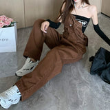 Yipinpay Dark Brown Denim Overalls For Women Clothes Casual 2023 Summer Jeans Jumpsuit Vintage Korean Female Playsuits Trousers Y2k