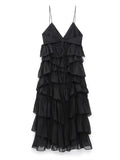 Yipinpay Black Long Dress Women Ruffle Backless Dress Woman Ruched Slip Midi Sexy Dresses Ladies 2023 Christmas Night Party Dresses