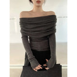 Yipinpay Slash Neck White Sweater Off The Shoulder Top Long Sleeve Sueter Mujer Jumper Pullover Temperament Knitted Sweaters Women's