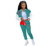Yipinpay Letter Printing Joggers Leisure Two-Piece Set Women's Sports Training Jogging Uniform Baseball Uniform Suit