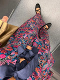 Yipinpay Flower Printing Long Pant Set Women Elegant O Neck Lace Up Short Sleeve Shirts Wide Leg Trousers Chic Lady 2 Pieces Sets