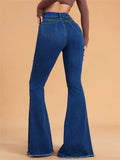 Yipinpay Winter New Women's High Stretch Flared Jeans Fashion Slim Fit Butt Lifting Ripped Denim Pants Casual Ladies Trousers S-2XL