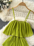 Yipinpay 2024 Women Hotsweet Chiffon Sundress Strap Cake Backless Sheath Bodycon Long Dress Vacation Retro Elastic Beach Dress