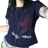 Yipinpay Women y2k Clothes Crop Tops Summer 2023 T-shirts Vintage Aesthetic Short Sleeve Tees Female Clothing Young Girls Streetwear