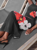 Yipinpay Fashion Women Skirt Set Flower Print Sleeveless Vest With Long Skirt Summer Outfit For Club Party Street Style Hot Sale