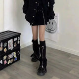 Yipinpay Spicy Girls Flare Socks Lolita Long Socks Summer Y2K Slim Zipper Pile up Socks Women Leg Warmers Over Knee Boot Cuffs