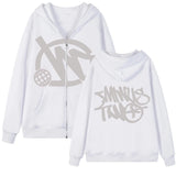 Yipinpay Zipper Hoodie Minus Two Pattern Printing Solid Color Oversized Clothing 2023 New Punk Harajuku Leisure Best Selling Hoodie
