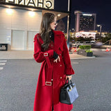 Yipinpay Temperament Ladies High-end Suit-style Woolen Coat Women's Autumn and Winter New Mid-length Single-breasted Design Woolen Coat