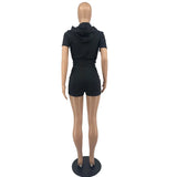 Yipinpay Short Sweatpants Jogger Hooded Outfits Set Women Jogging Causal Two Piece Pants Set