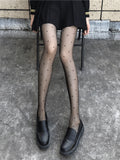 Yipinpay Summer Thin Transparent Crystal Fishnet Tights Women Stockings High Wasit Elastic Black Tights Sexy Sheer Dot Pantyhose