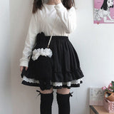 Yipinpay Kawaii Lace Lolita Skirt Women Harajuku Vintage Ruffle Patchwork Elastic Waist Mini Skirts Soft Girl Japanese Streetwear