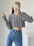 Yipinpay Cropped Sweater Women Vintage Preppy Style Slim Casual Long Sleeve Knit Sweater with Shirts Y2k Autumn Korean Streetwear