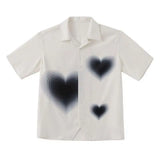 Yipinpay gradient heart Harajuku women blouse short-sleeved shirt cardigan pajamas collar goth Korean summer streetwear casual