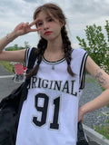 Yipinpay American Basketball Uniform Sports Vest Female Summer European Retro Sleeveless T-shirt Hot Girl Sweet Cool Gym Tank Top
