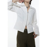 yipinpay Women Shirt Spring TOPs White French Advanced Feeling Vintage Female Long Sleeves POLO Collar Comfortable Baggy Casual Blouse